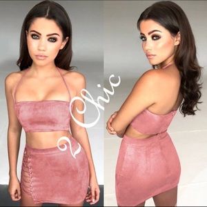 Sexy  Suede 2 Piece